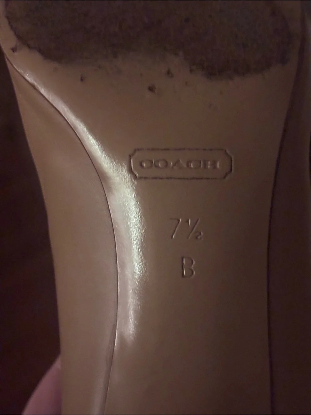 Coach Marcella Nude Leather Square Toe Kitten Heel Pumps Size 7.5 - Picture 6 of 6